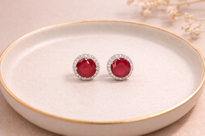stainless steal with silver polish with diamond & ruby stone anti tarnish anti allergic fancy earring for girls