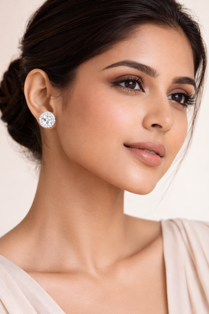 stainless steel silver polish with diamond & white swarovski stone white anti tarnish anti allergic fancy earring for girls