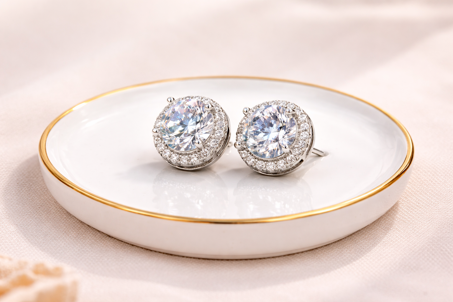 Stainless Steel Silver Polish with Diamond & White Swarovski Stone White Anti-Tarnish & Anti-Allergic Fancy Earring for Girls