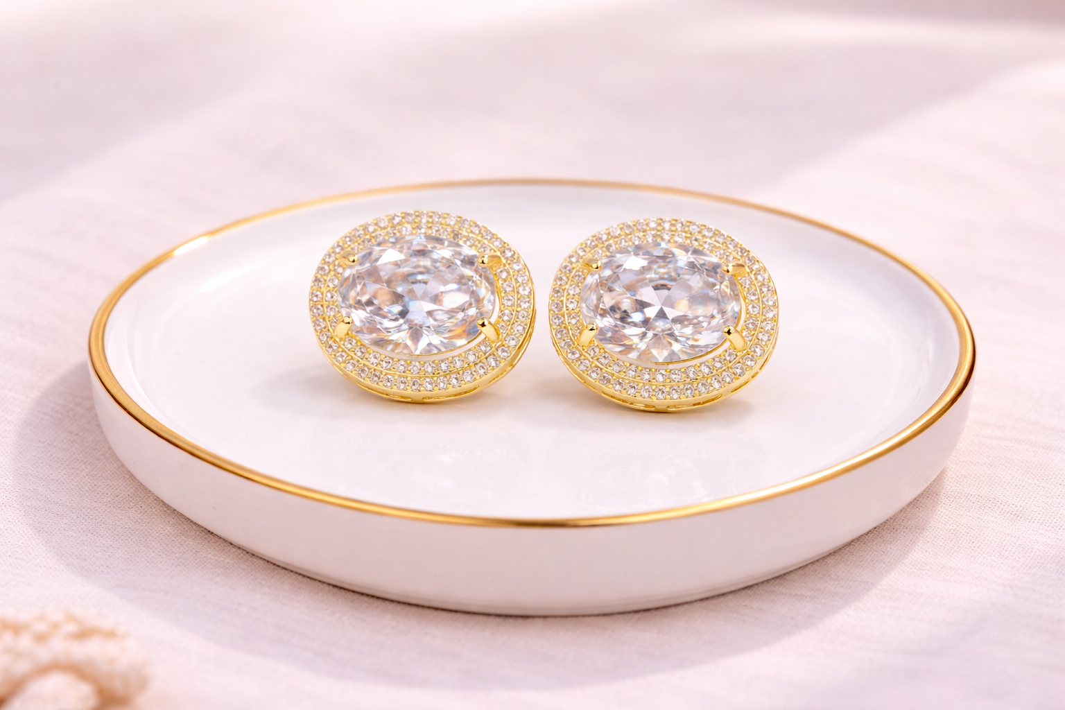 18kt Gold Polish with Diamond & White Swarovski Stone Anti-Tarnish & Anti-Allergic Fancy Earring for Girls (Design 4)