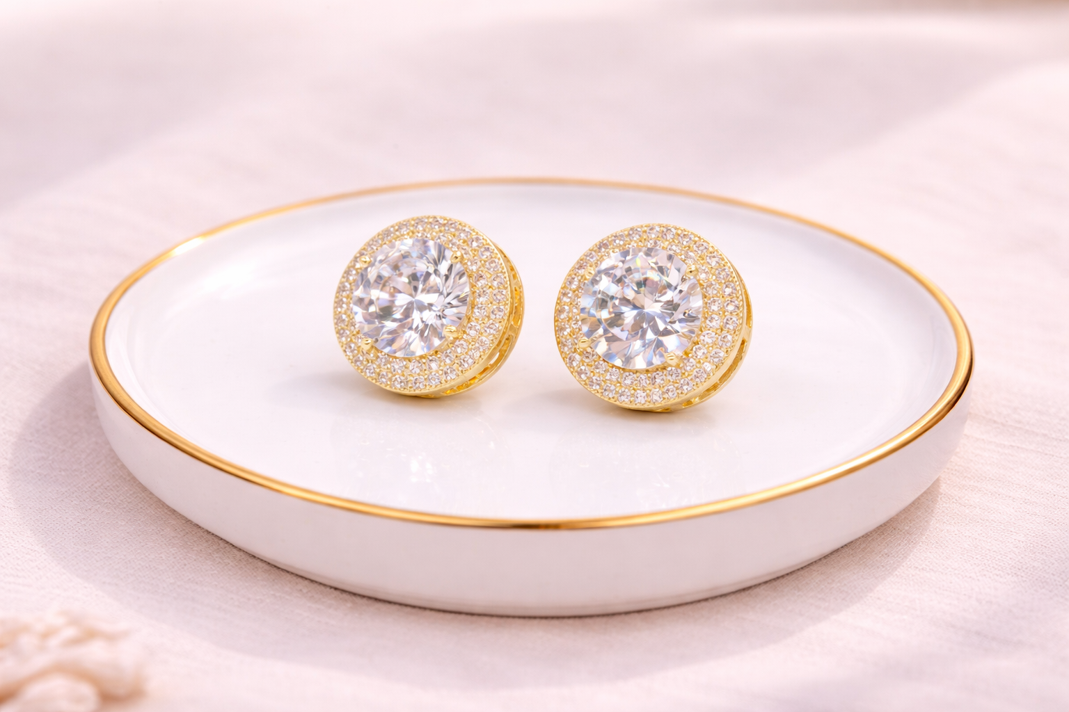 18kt Gold Polish with Diamond & White Swarovski Stone Anti-Tarnish & Anti-Allergic Fancy Earring for Girls (Design 4)