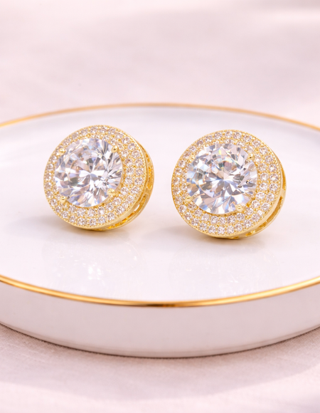 18kt gold polish with diamond & white swarovski stone anti tarnish anti allergic fancy earring for girls