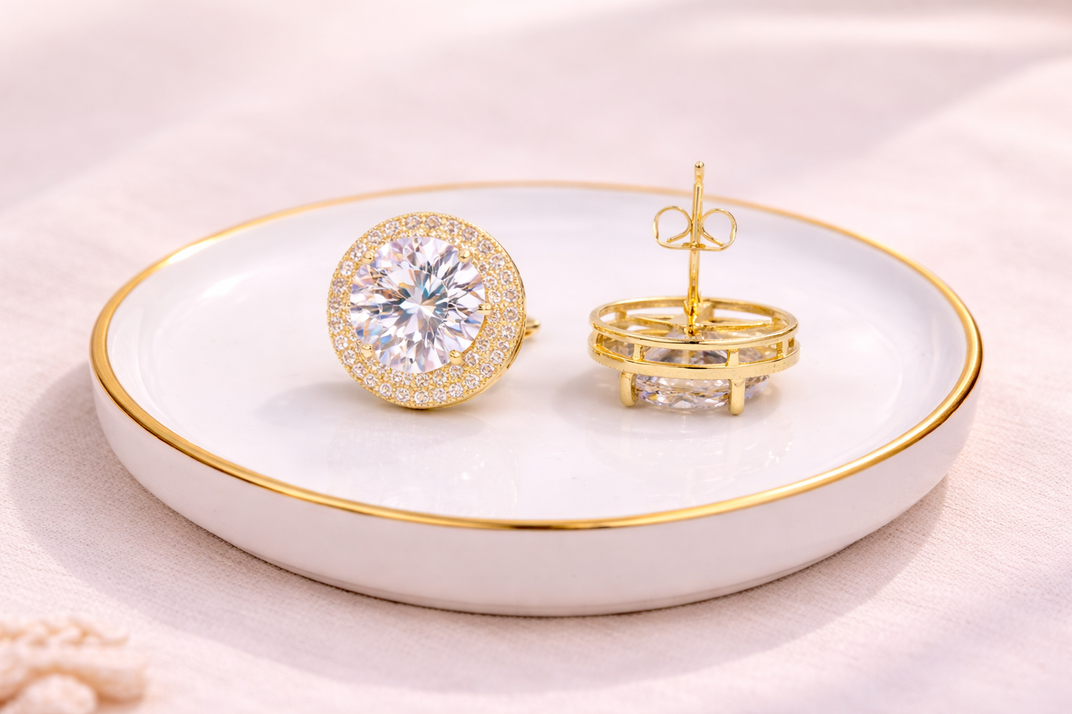 18kt Gold Polish with Diamond & White Swarovski Stone Anti-Tarnish & Anti-Allergic Fancy Earring for Girls (Design 4)