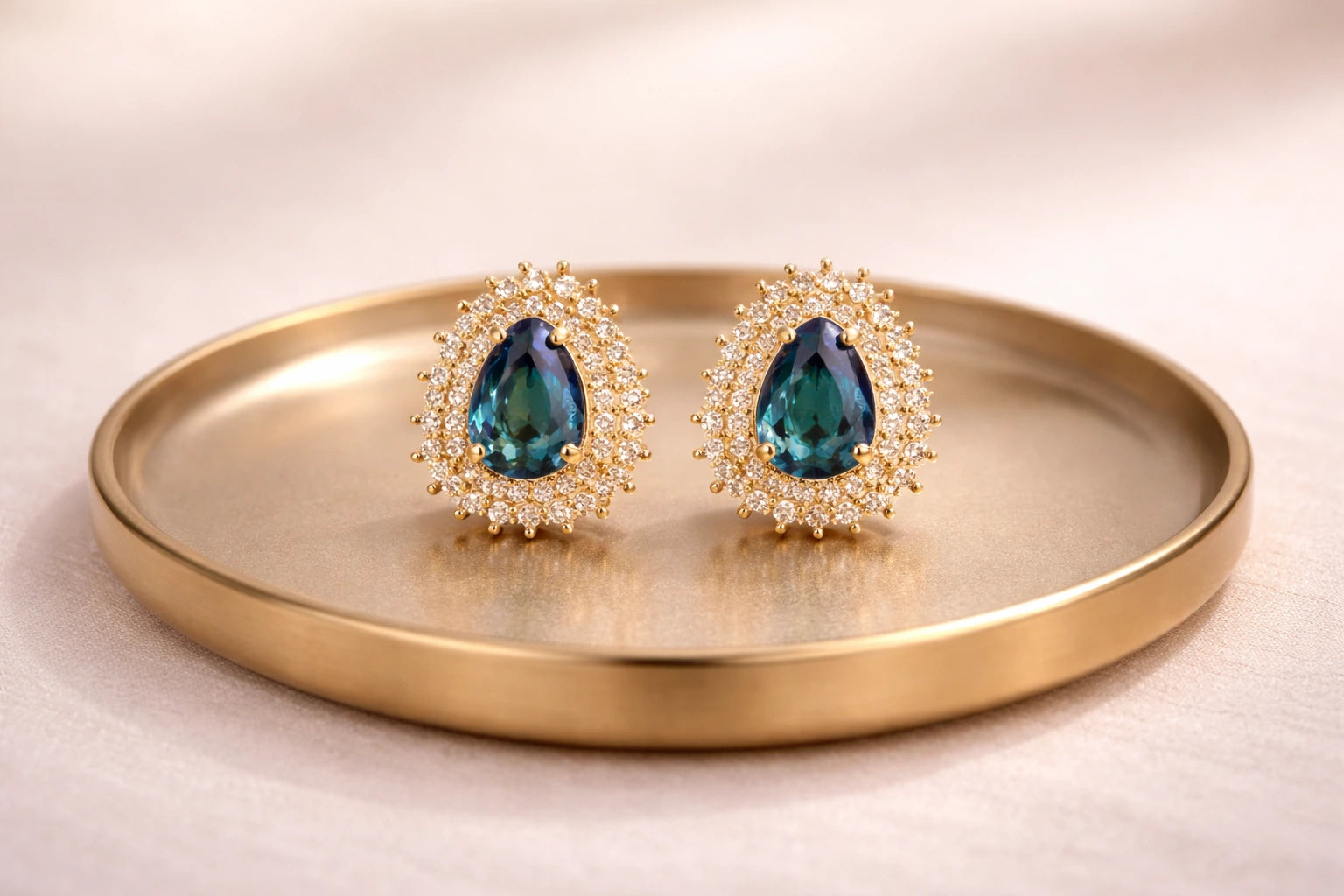 18kt Gold Polish with Diamond & Topaz Stone Anti-Tarnish & Anti-Allergic Fancy Earring for Girls