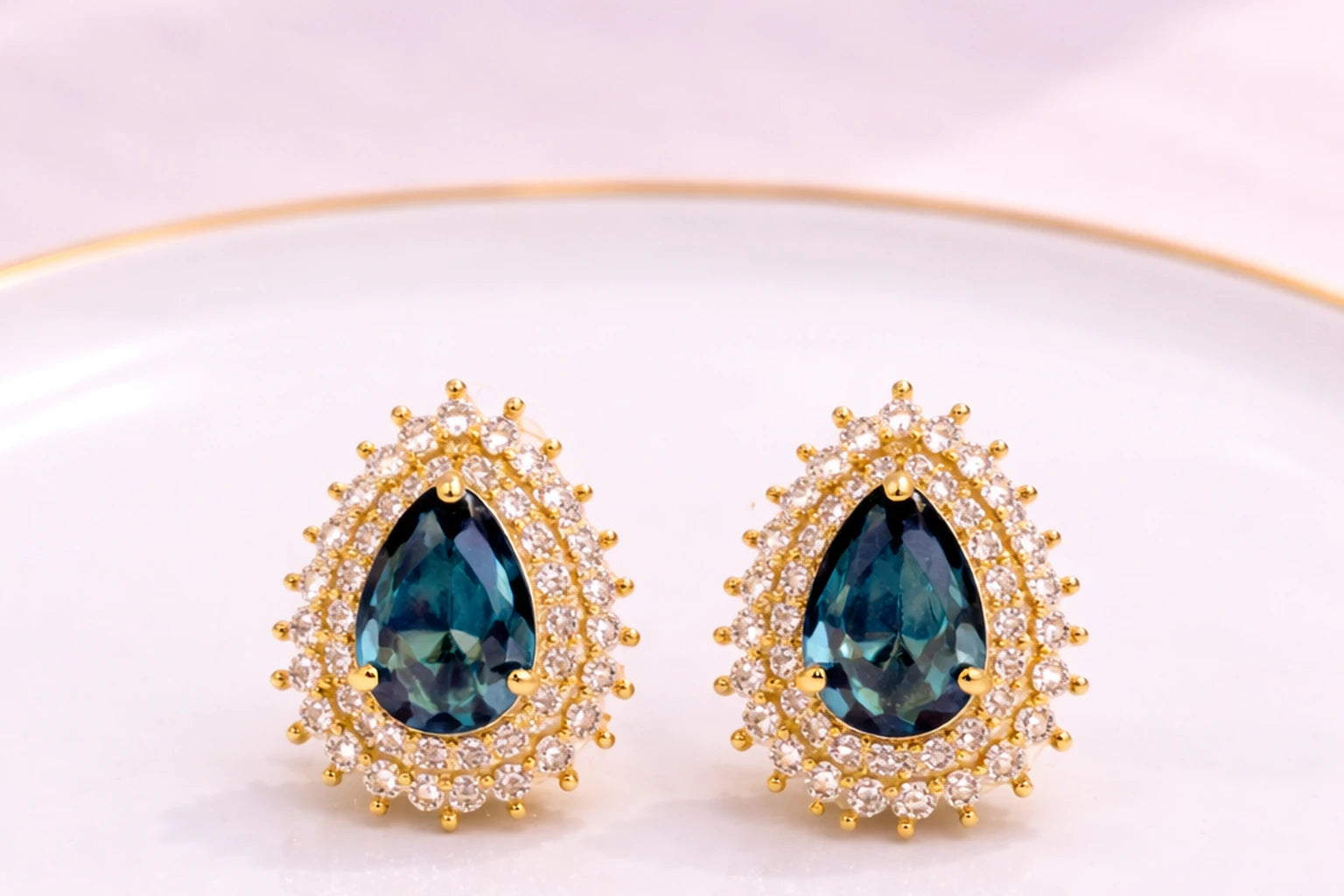 18kt Gold Polish with Diamond & Topaz Stone Anti-Tarnish & Anti-Allergic Fancy Earring for Girls