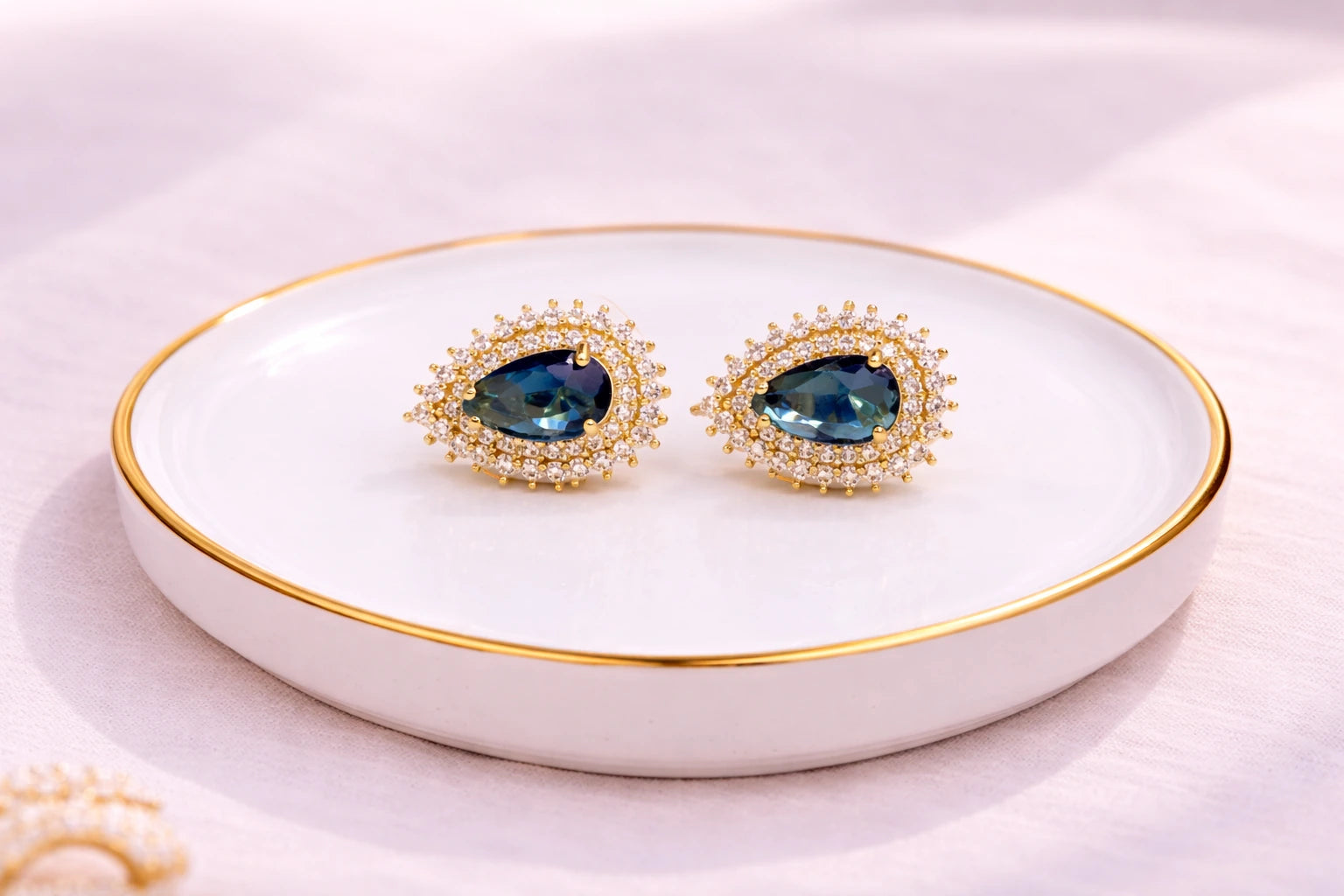 18kt Gold Polish with Diamond & Topaz Stone Anti-Tarnish & Anti-Allergic Fancy Earring for Girls