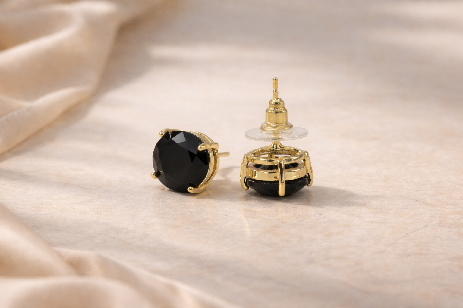 18kt Gold Polish with Black Swarovski Stone Anti-Tarnish & Anti-Allergic Fancy Earring for Girls (Design 2)