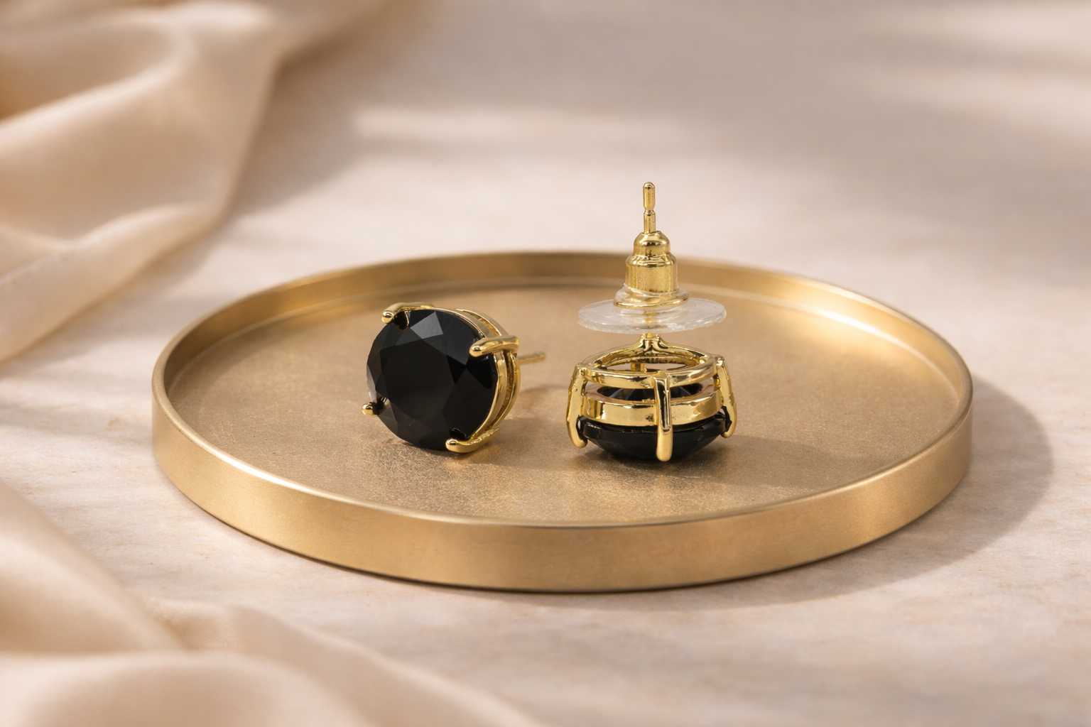 18kt Gold Polish with Black Swarovski Stone Anti-Tarnish & Anti-Allergic Fancy Earring for Girls (Design 2)