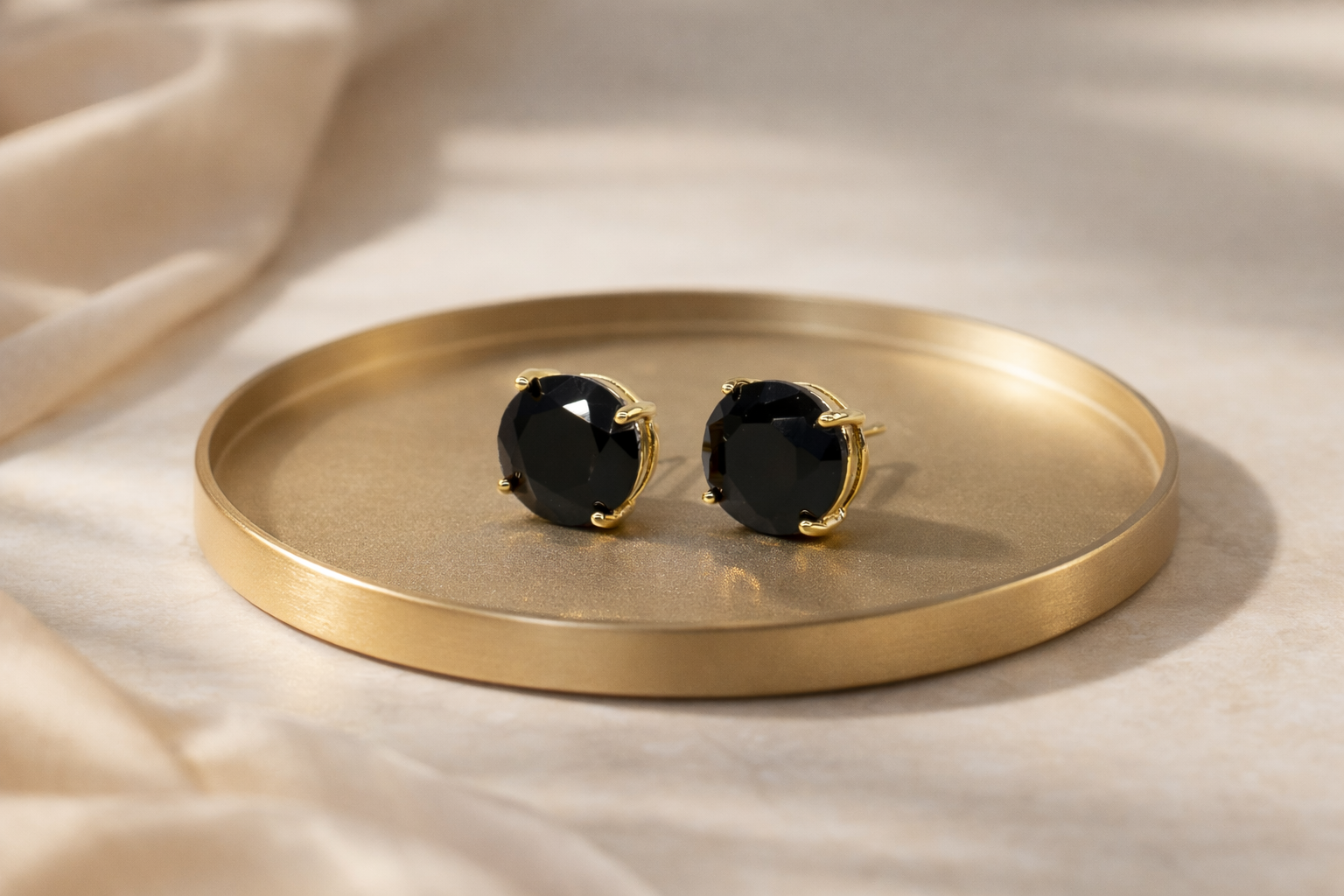 18kt Gold Polish with Black Swarovski Stone Anti-Tarnish & Anti-Allergic Fancy Earring for Girls (Design 2)