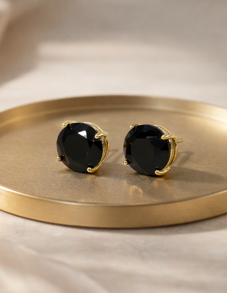 18kt gold polish with black swarovski stone anti tarnish anti allergic fancy earring for girls