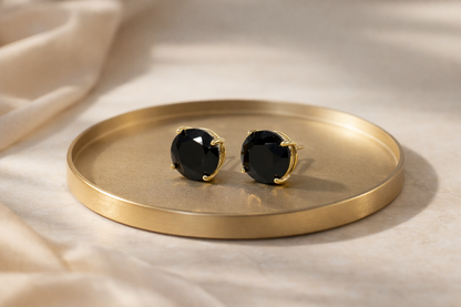 18kt gold polish with black swarovski stone anti tarnish anti allergic fancy earring for girls