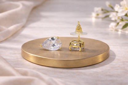 18kt gold polish with white swarovski stone anti tarnish anti allergic fancy earring for girls