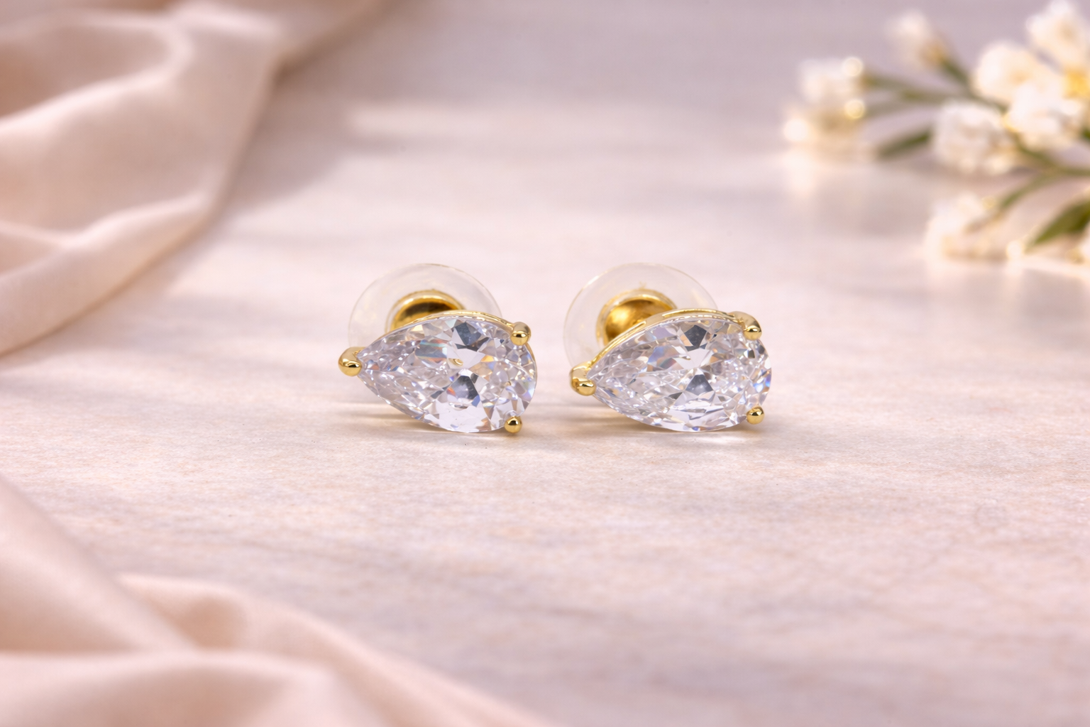 18kt Gold Polish with White Swarovski Stone Anti-Tarnish & Anti-Allergic Fancy Earring for Girls
