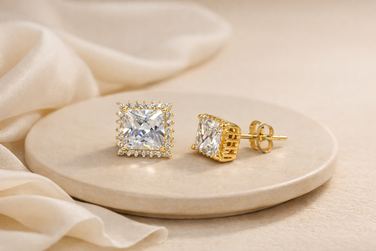 18kt Gold Polish with Diamond & White Swarovski Stone Anti-Tarnish & Anti-Allergic Fancy Earring for Girls (Design 3)