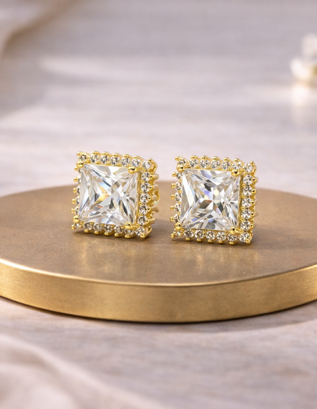 18kt gold polish with diamond & white swarovski stone anti tarnish anti allergic fancy earring for girls