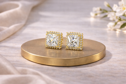 18kt gold polish with diamond & white swarovski stone anti tarnish anti allergic fancy earring for girls