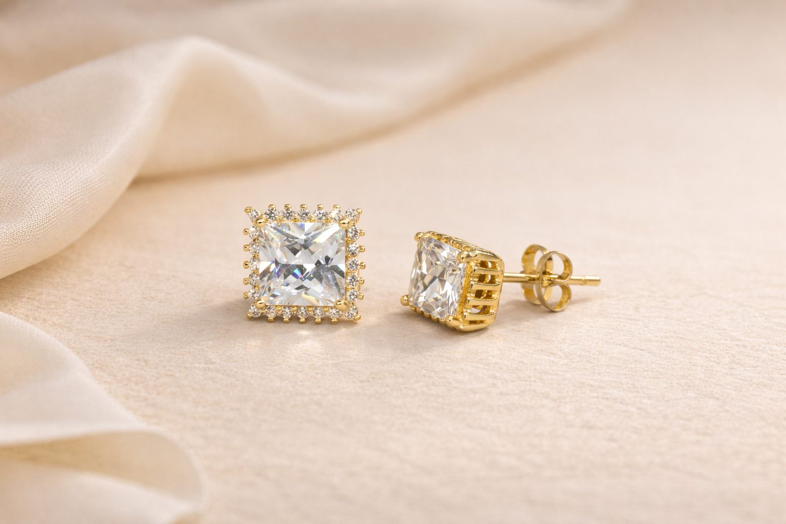 18kt Gold Polish with Diamond & White Swarovski Stone Anti-Tarnish & Anti-Allergic Fancy Earring for Girls (Design 3)