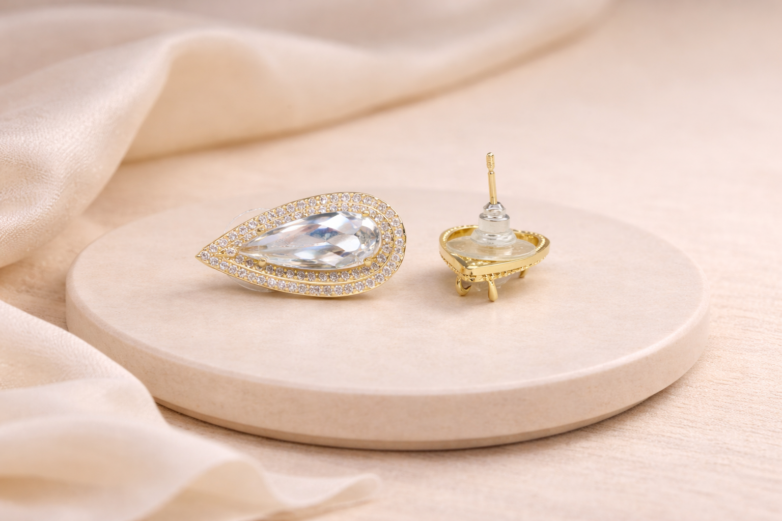 18kt Gold Polish with Diamond & White Swarovski Stone Anti-Tarnish & Anti-Allergic Fancy Earring for Girls (Design 2)