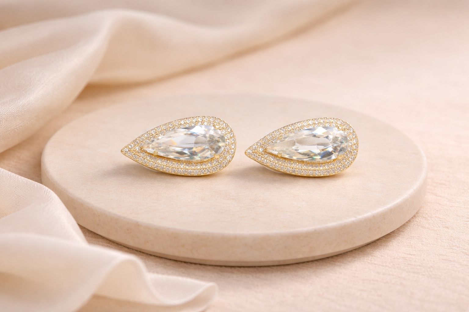 18kt Gold Polish with Diamond & White Swarovski Stone Anti-Tarnish & Anti-Allergic Fancy Earring for Girls (Design 2)