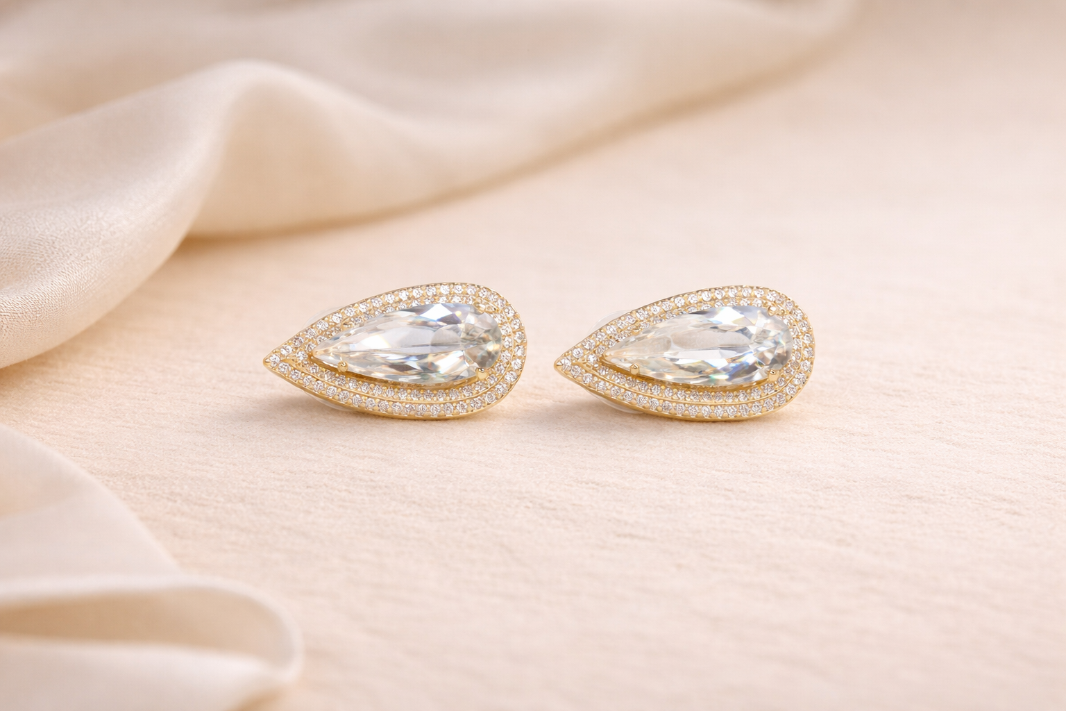 18kt Gold Polish with Diamond & White Swarovski Stone Anti-Tarnish & Anti-Allergic Fancy Earring for Girls (Design 2)