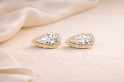 18kt gold polish with diamond & white swarovski stone anti tarnish anti allergic fancy earring for girls