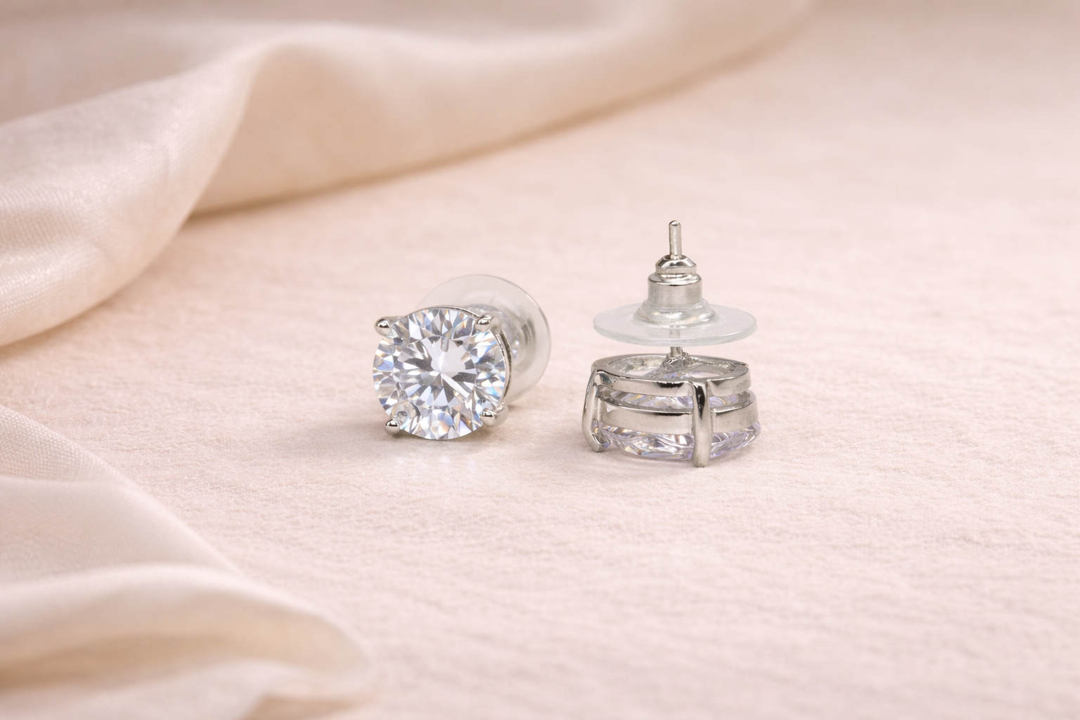 Stainless Steel Silver Polish with Swarovski Stone White Anti-Tarnish & Anti-Allergic Fancy Earring for Girls