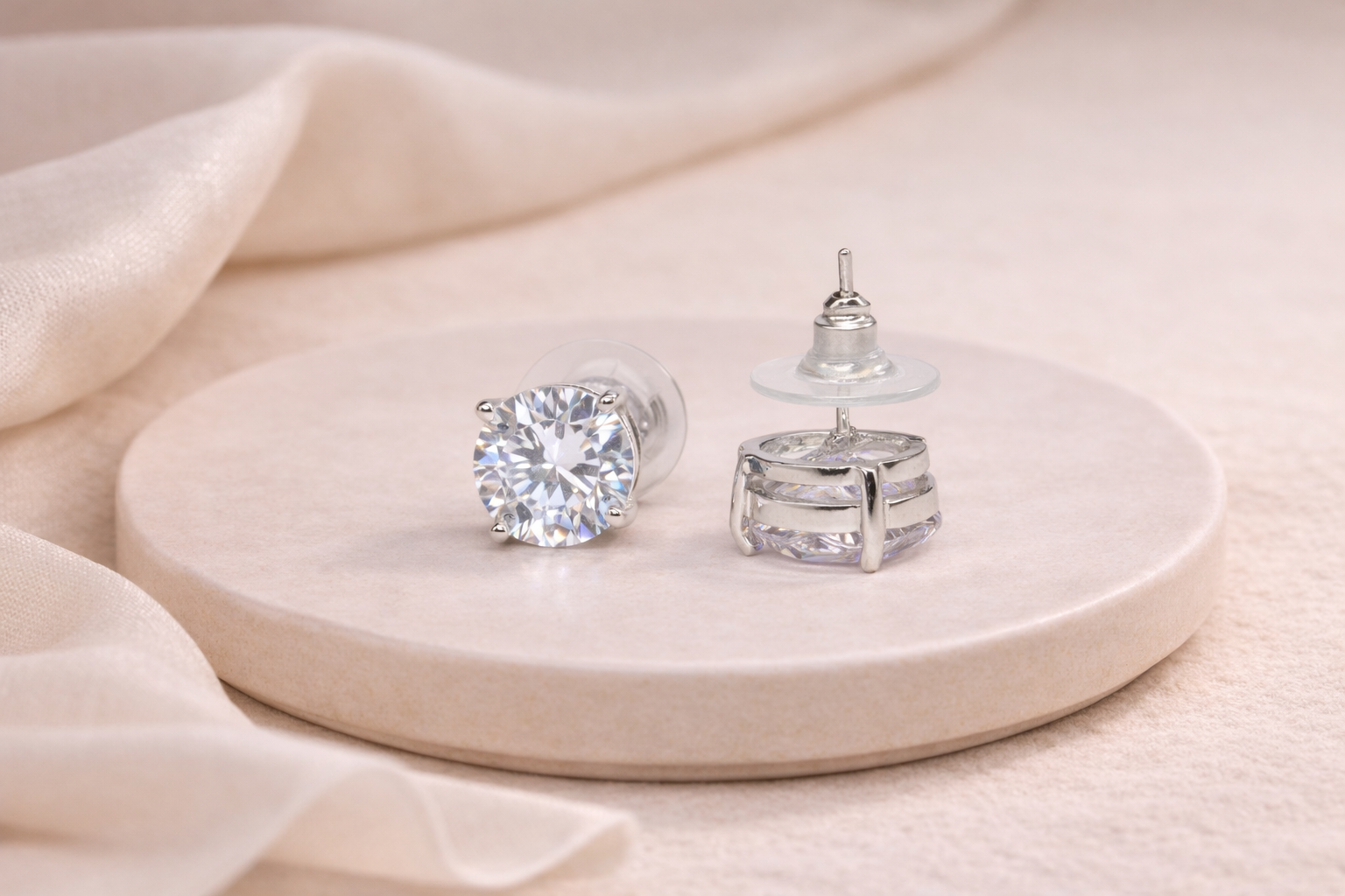 Stainless Steel Silver Polish with Swarovski Stone White Anti-Tarnish & Anti-Allergic Fancy Earring for Girls