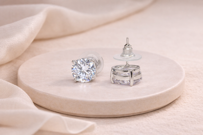 stainless steel silver polish with swarovski stone white anti tarnish anti allergic fancy earring for girls