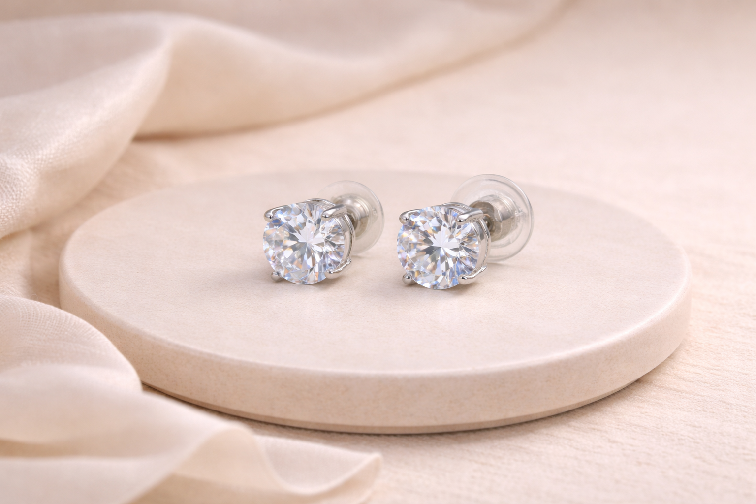 Stainless Steel Silver Polish with Swarovski Stone White Anti-Tarnish & Anti-Allergic Fancy Earring for Girls