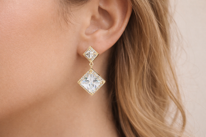 18kt gold polish with diamond & white swarovski stone anti tarnish anti allergic fancy earring for girls