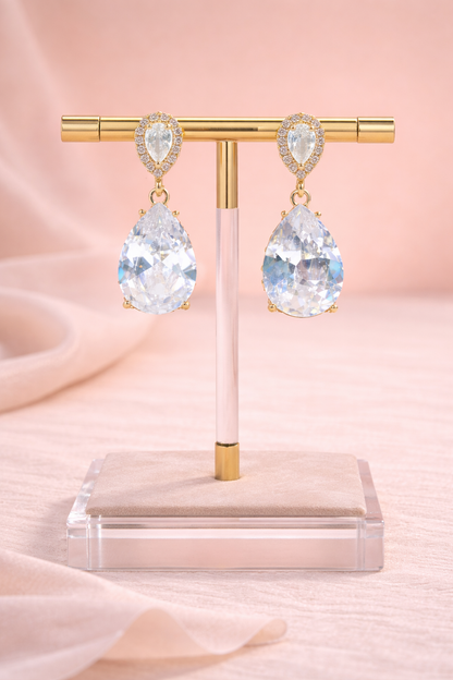 18kt gold polish with diamond & swarovski stone anti tarnish anti allergic fancy earring for girls