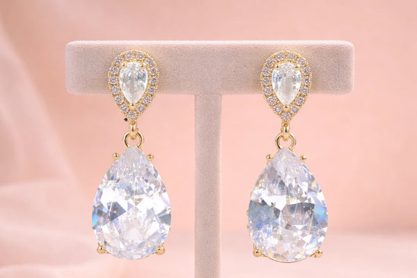 Diamond & Crystal Stone Fancy Earring for Women – 18K Gold Plated