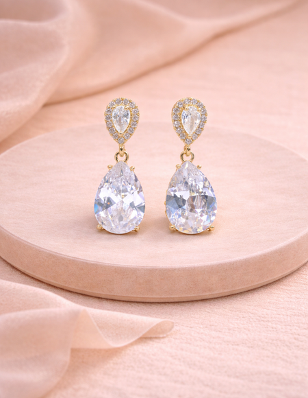 18kt gold polish with diamond & swarovski stone anti tarnish anti allergic fancy earring for girls