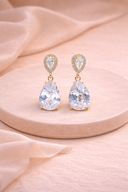 18kt gold polish with diamond & swarovski stone anti tarnish anti allergic fancy earring for girls
