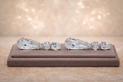 stainless steel silver polish with diamond & swarovski stone white anti tarnish anti allergic fancy earring for girls