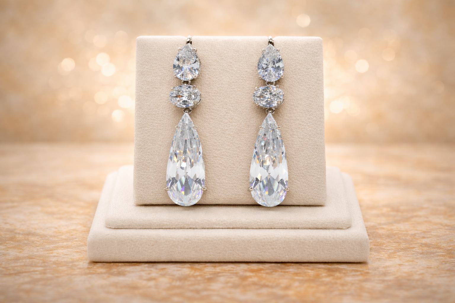 Stainless Steel Silver Polish with Diamond & Swarovski Stone White Anti-Tarnish & Anti-Allergic Fancy Earring for Girls (Design 3)