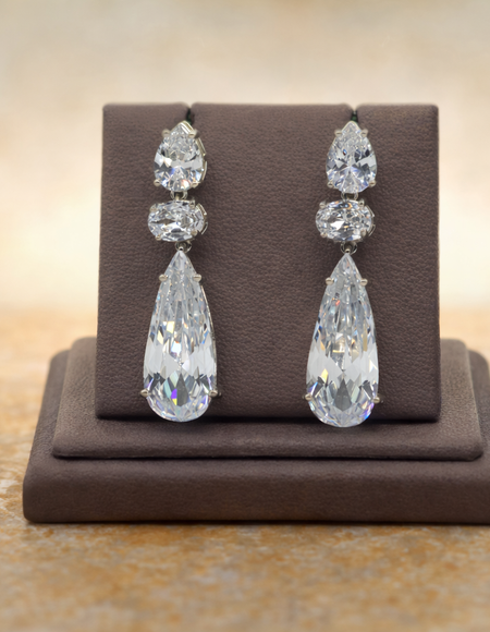 stainless steel silver polish with diamond & swarovski stone white anti tarnish anti allergic fancy earring for girls