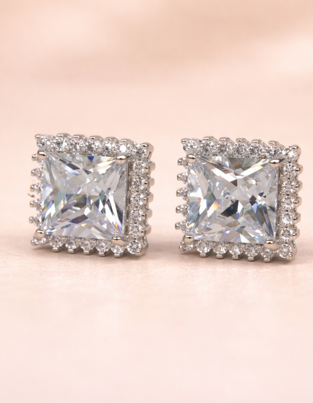 stainless steel silver polish with diamond & swarovski stone white anti tarnish anti allergic fancy earring for girls