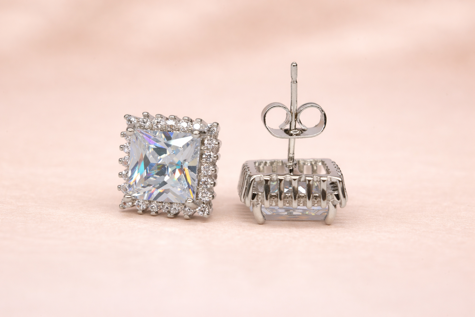 Stainless Steel Silver Polish with Diamond & Swarovski Stone White Anti-Tarnish & Anti-Allergic Fancy Earring for Girls (Design 2)