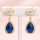 Crystal Blue Stone & Diamond Fancy Earring for Women – 18K Gold Plated