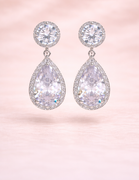 stainless steel silver polish with diamond & swarovski stone white anti tarnish anti allergic fancy earring for girls