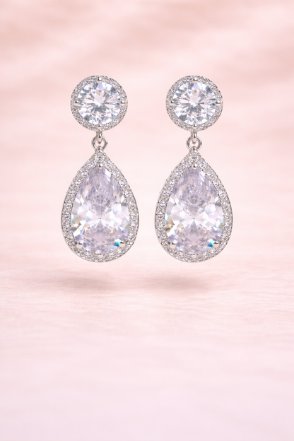 stainless steel silver polish with diamond & swarovski stone white anti tarnish anti allergic fancy earring for girls