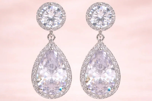 Diamond & Crystal Stone White Fancy Earring for Women (Design 1) – Silver