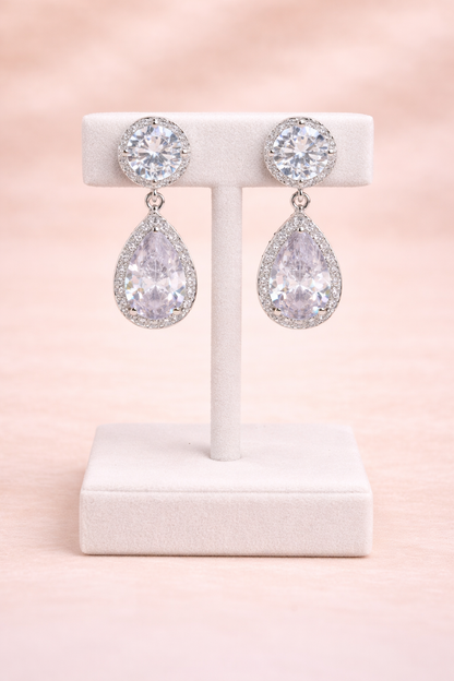 stainless steel silver polish with diamond & swarovski stone white anti tarnish anti allergic fancy earring for girls