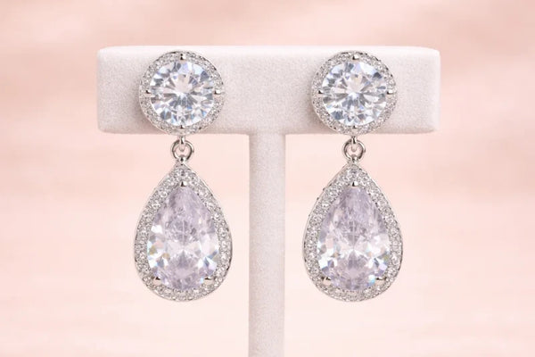 Diamond & Crystal Stone White Fancy Earring for Women (Design 1) – Silver