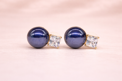 18 carat gold polish with blue pearl with swarovski stone anti tranish anti allergic fancy earring for girls