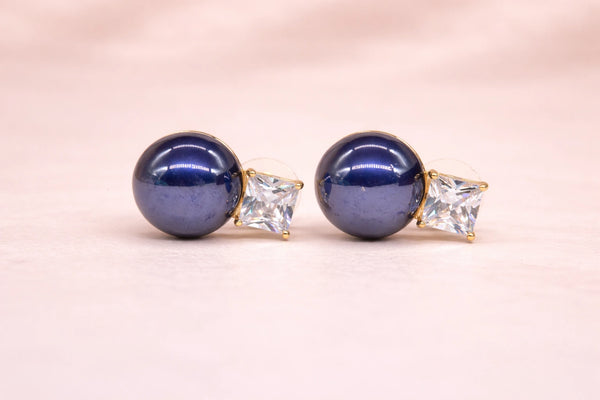 Blue Pearl with Crystal Stone Fancy Earring for Women (Design 2) – 18K Gold Plated