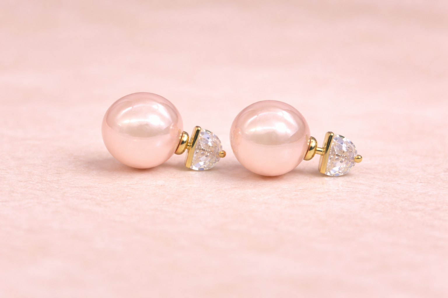 18kt Gold Polish with Pink Colour Pearl with Diamond Anti-Tarnish & Anti-Allergic Fancy Earring for Girls (Design 3)