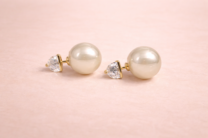 18 carat gold polish with white colour pearl with swarovski stone anti tarnish anti allergic fancy earring for girls