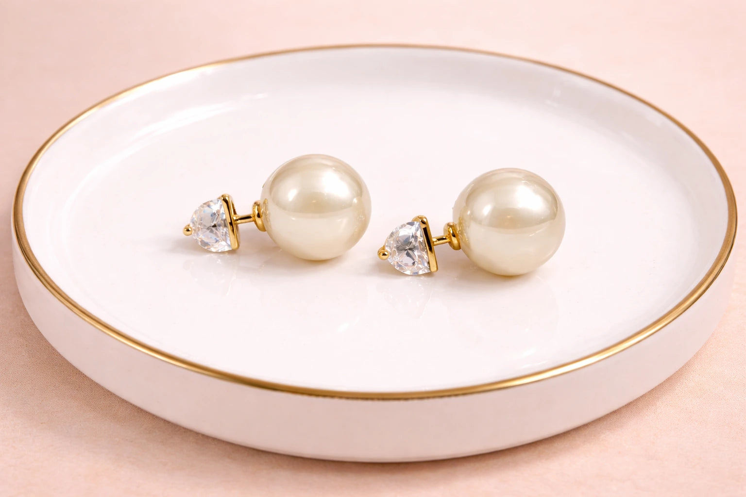 18kt Gold Polish with White Colour Pearl with Swarovski Stone Anti-Tarnish & Anti-Allergic Fancy Earring for Girls